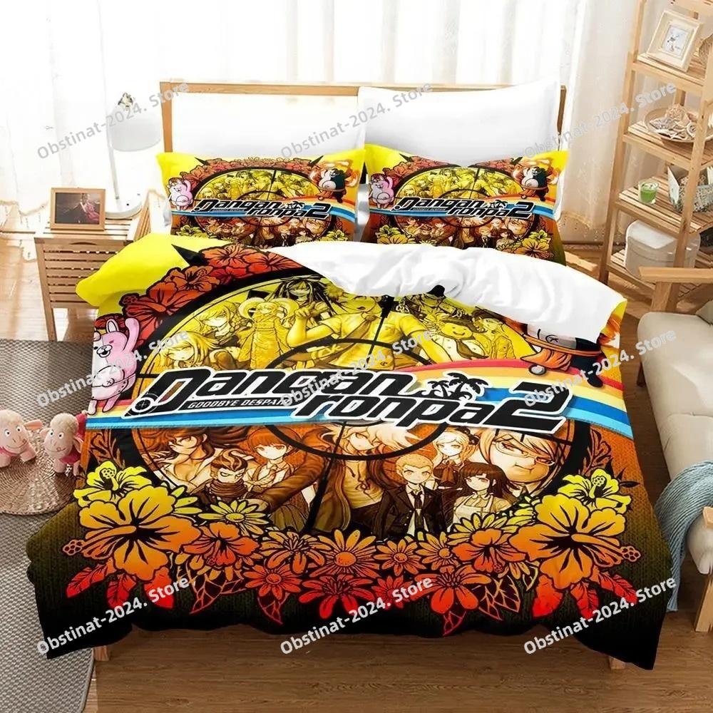 Fashion Anime Danganronpa Bedding Set Printed Bed Set Duvet Cover Sheet Pillowcase Bed Soft Quilt Cover Full Queen King Size