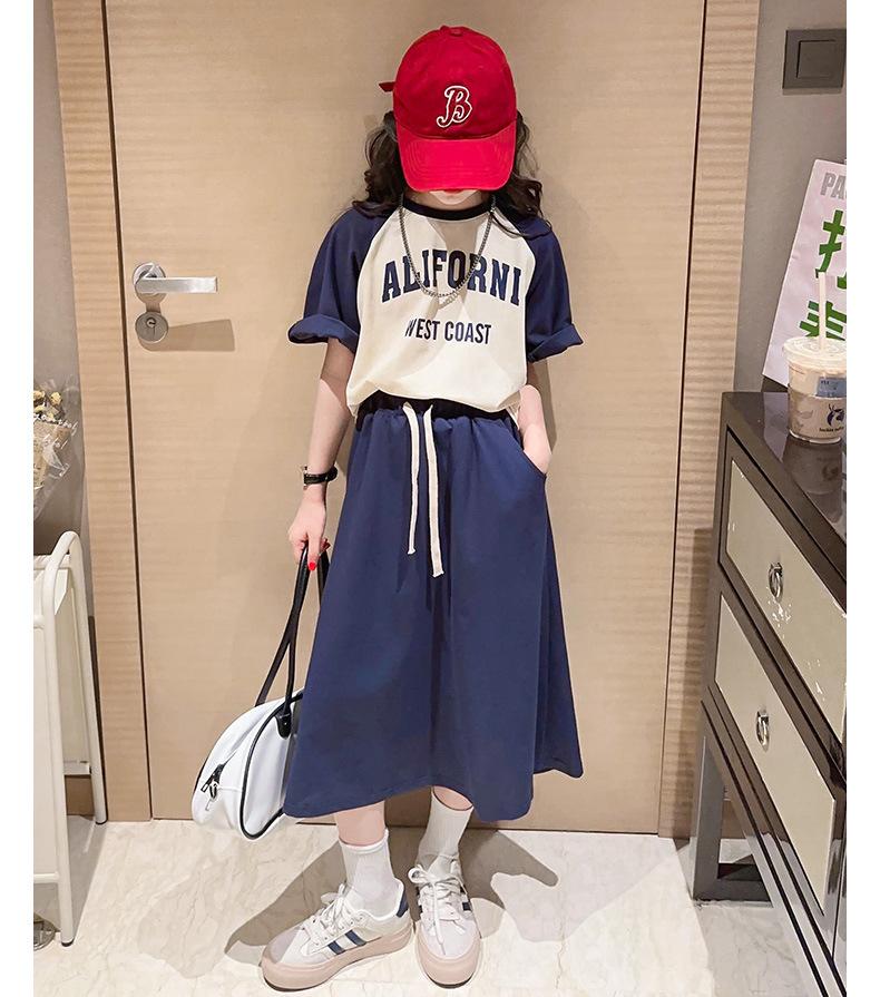 Children Clothing Set  Summer Girls Clothes Kids T-shirt + Skirt 2PCS Tracksuit for Teen Girls Casual Sports Suits 5 8 9 12Yrs