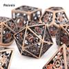 7 Pcs Copper Red Rotary Cyclone Metal Dice Hollow Metal Polyhedral Dice Set Suitable for Role-Playing RPG  Board Game Card Game
