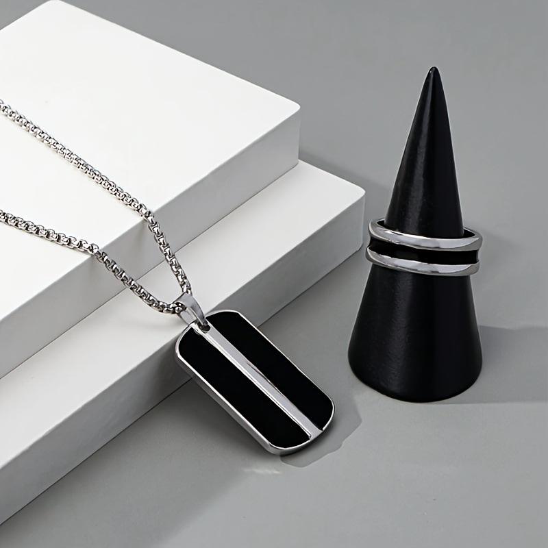 Star of Life Alloy Dog Tag Pendant Necklace - Unisex Military-Style Jewelry In Black