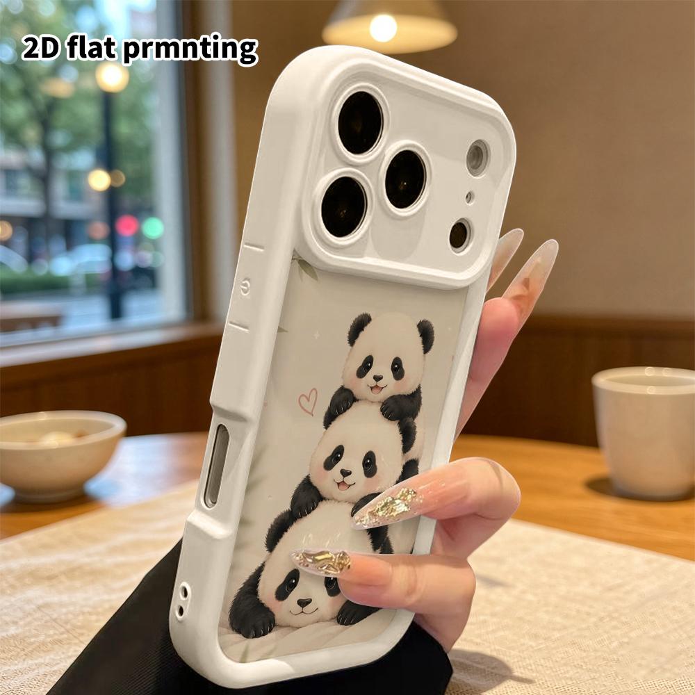 Phone Case: 2D Flat Design Suitable for iPhone 18 17 16 15 14 13 Pro Tiered Protective Case, Cute Soft Panda, Christmas and Halloween Gift