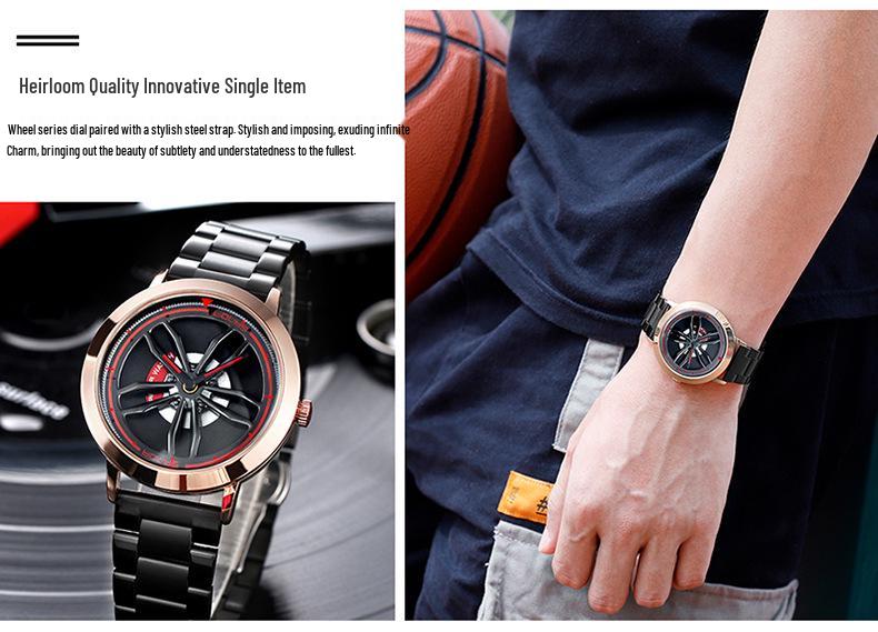 Sanda Time to Shine Wheel Series Men's Waterproof Quartz Wristwatch with Creative Hollow Design