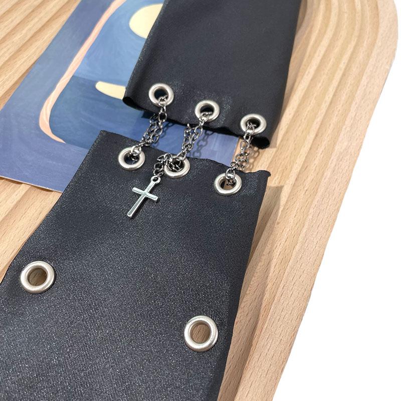 Handmade dark punk no-zipper men's and women's black chain tie birthday gift