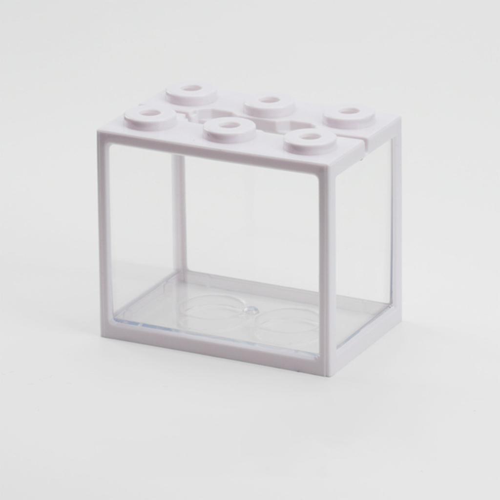 Mini Plastic Fish Tank Stackable Desktop Mini Aquarium Micro Aquatic Landscape Tank LED Light Decor Small Eco Cylinder Supplies