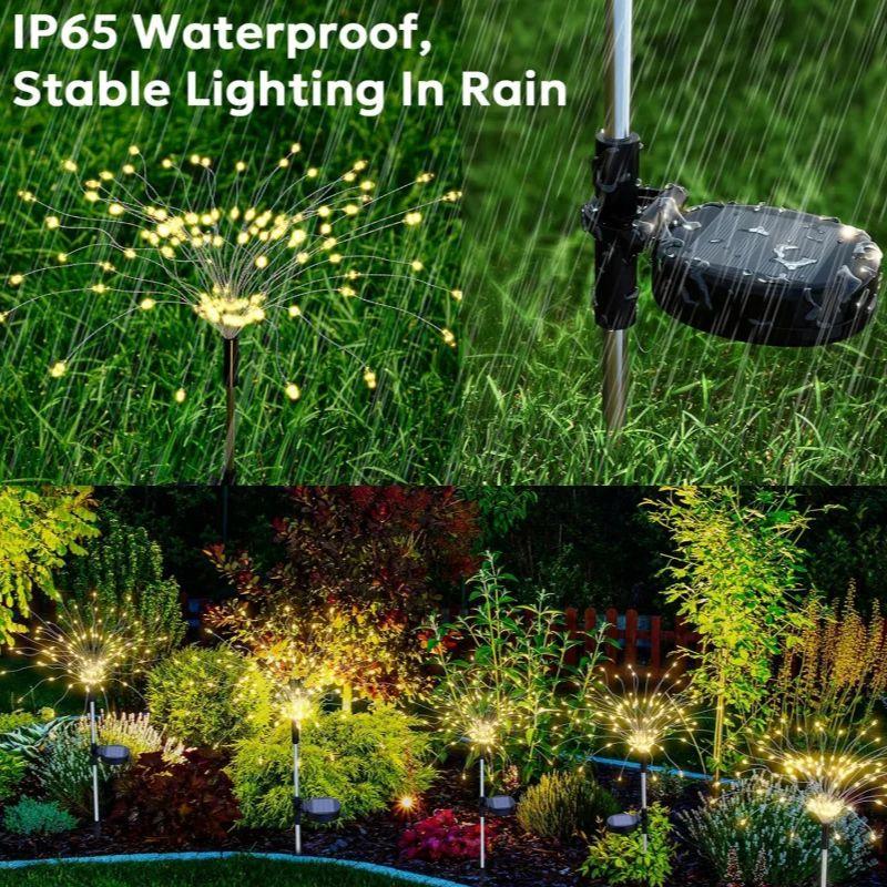 1 Stück Warmes Licht Solar Feuerwerk Licht Außen Wasserdichtes Licht Garten Zäune Rasenornamente für Hochzeitsfeier Dekoration