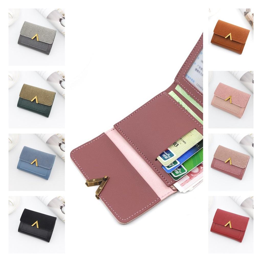Fashionable Korean-style Women's Wallet With Metal Elements, 2 Folds And Convenient Cover-opening Design