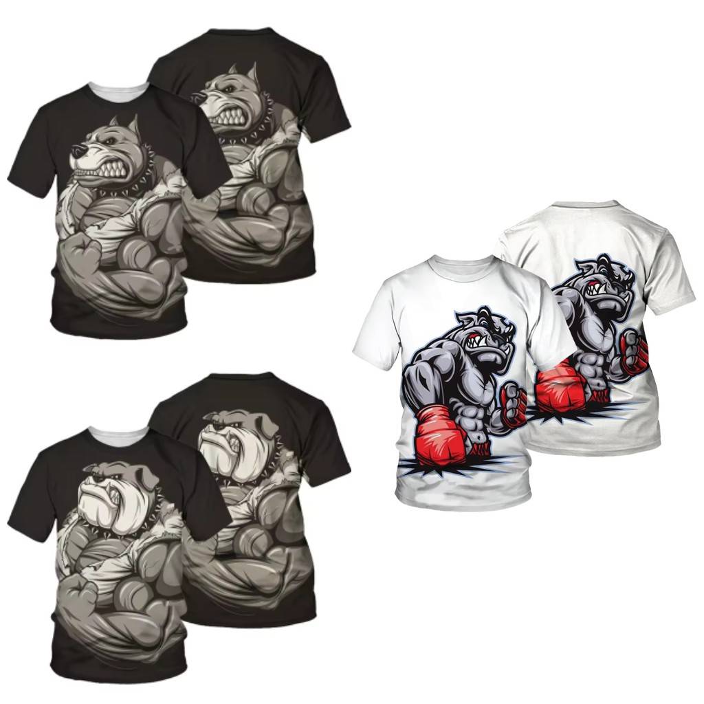 3D-trykk T-skjorter Muay Thai Kickboksing MMA Unisex Menn Kvinner Mote Streetwear Rund hals Kort ermet Barn Gutter T-skjorter Topper Boksing Bulldog