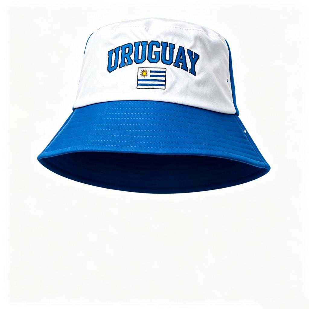 Men's Bucket Hat Lightweight Breathable Fabric Adjustable Fit Outdoor Sun Protection Hat with Embroidered Text and Flag Design