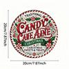 Christmas Tin Sign 8x8 Inch Round Gingerbread House Holiday Wreath Wall Art Home Bar Decoration