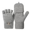 Winter Thermal Fingerless Gloves, Knitted Convertible Mittens with Touchscreen, Windproof & Warm – Gray, Compatible with All Touchscreens