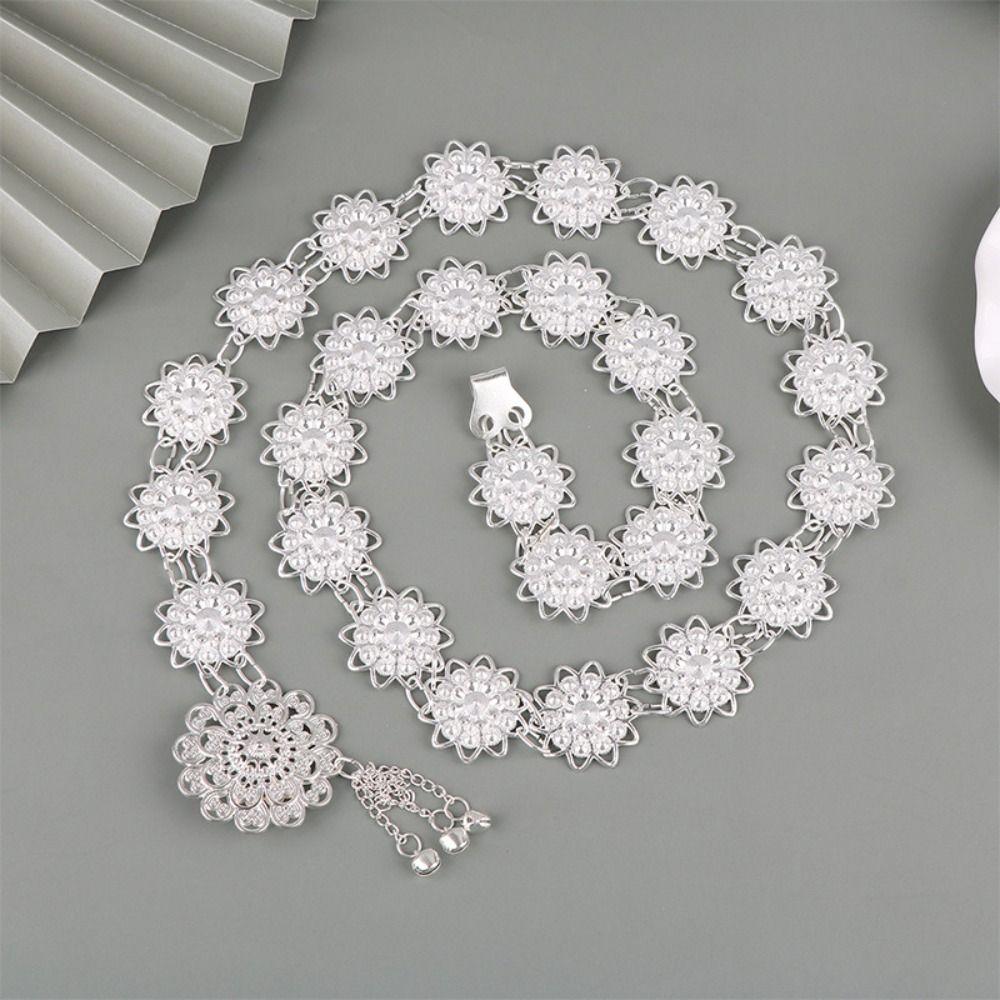 Bell Ethnic Style Belt Silver Dance Dress Belt Chains Traditional Gold Belt  Party Decoration
