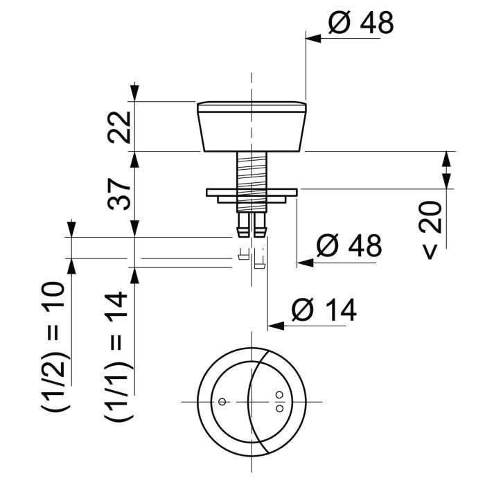 Bouton double poussoir pour mécanisme wirquin 19008001, chromé