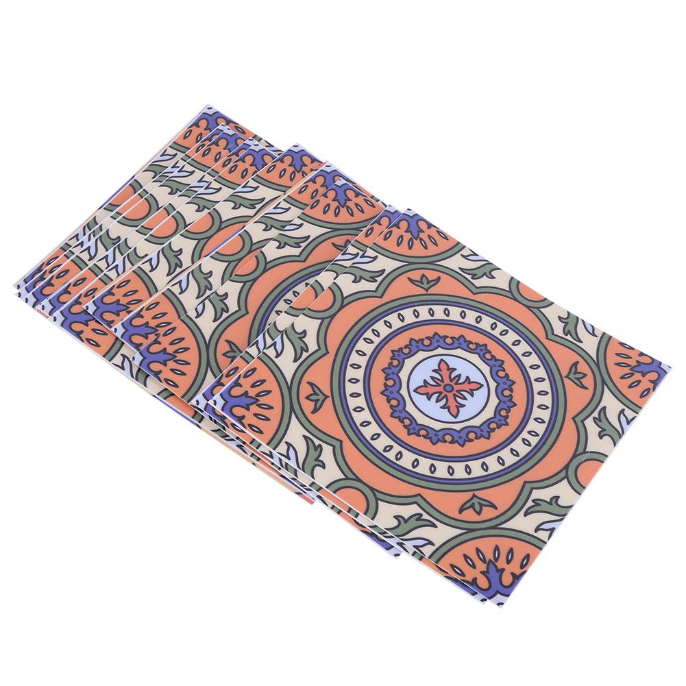 10Pcs Household Bohemian Style Waterproof Non Slip Tile Floor Wall Sticker Decoration 15x15cm(Type 1 )