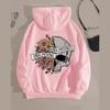 Ladies Spring Autumn Casual Hooded Long Sleeve Big Pocket Halloween Skull Flower Printed Pullover Hoodies Sweatshirt Top