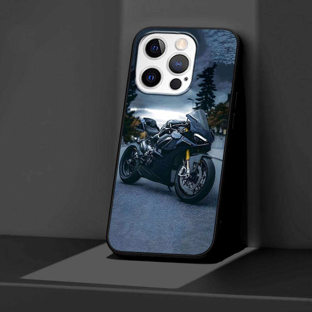 Motorcycle Case for Apple iPhone 14 11 7 SE 2020 8 X XS 13 12 Mini XR 15 Pro Max Silicone Black Soft Phone Cover