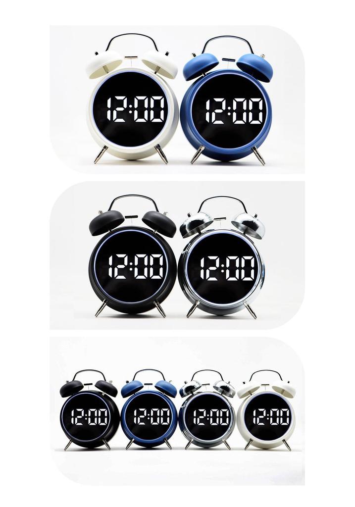 Super Loud Metal Bell Alarm Clock with Temperature & Date Display for Students Struggling To Wake Up, Silent Nighttime Watch.