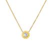 Gold Chain Necklace with Single Bezel-set Crystal Pendant for Women