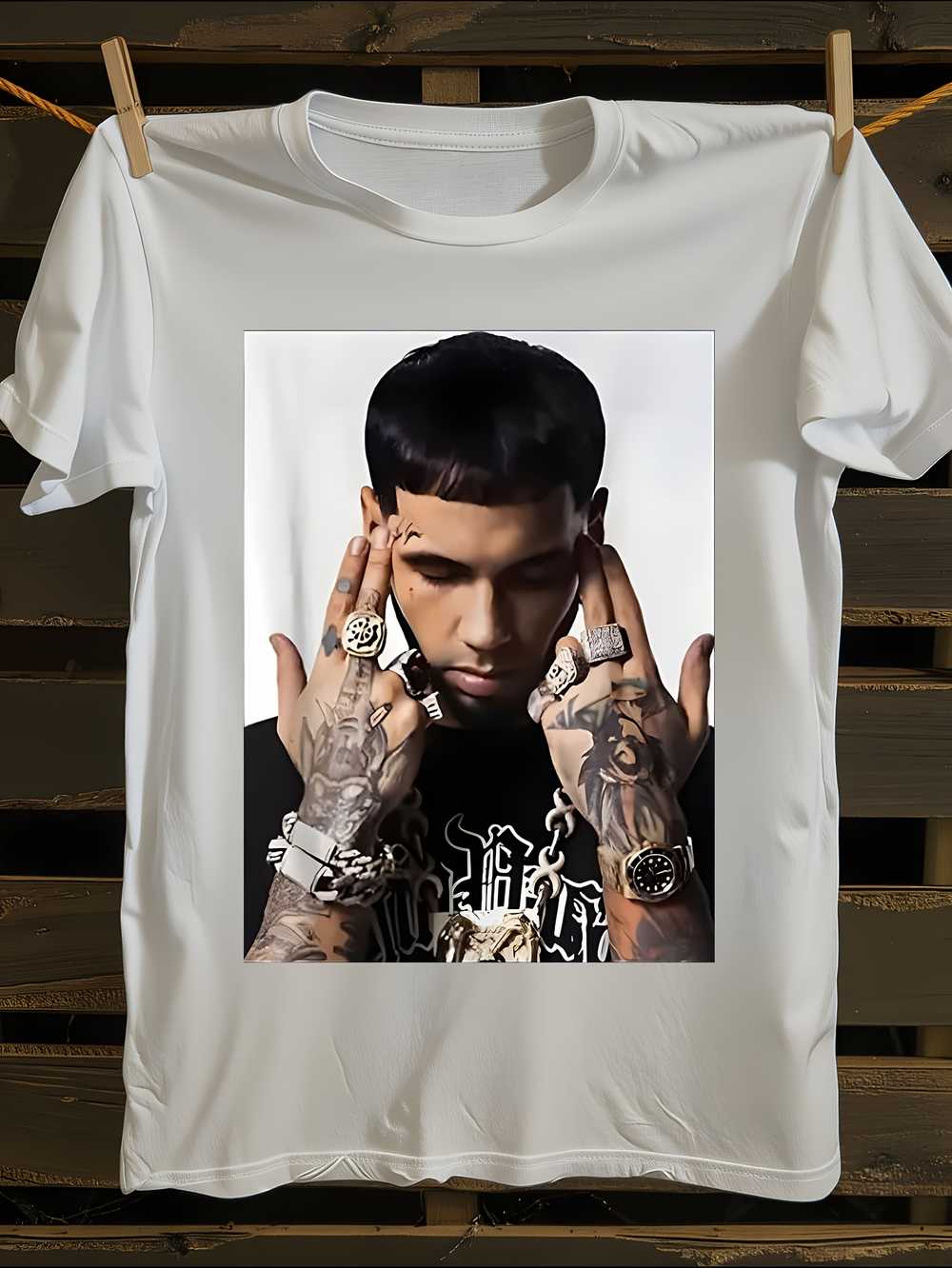 

Anuel AA Real Hasta La Muerte Official Graphic T-Shirt Mens Tshirt Womens Tshirts with Letters Print Short Sleeves T-Shirt Casual Street Tee Shirt Top L