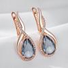 Kinel Shiny Grey Natural Zircon Dangle Earrings for Women Fashion 585 Rose Gold Color High Quality Daily Fine Vintage Jewelry