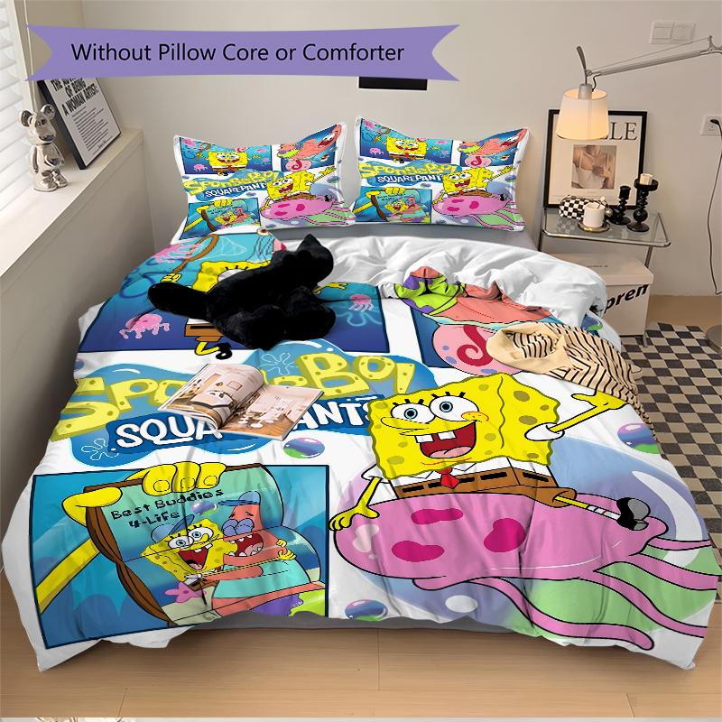 3Pcs Spongebob'S Underwater Adventures Bedding Sets For All Sizes New 3D Printed Bed Cover Comforter Duvet Cover Pillowcase Bedroom Decoration