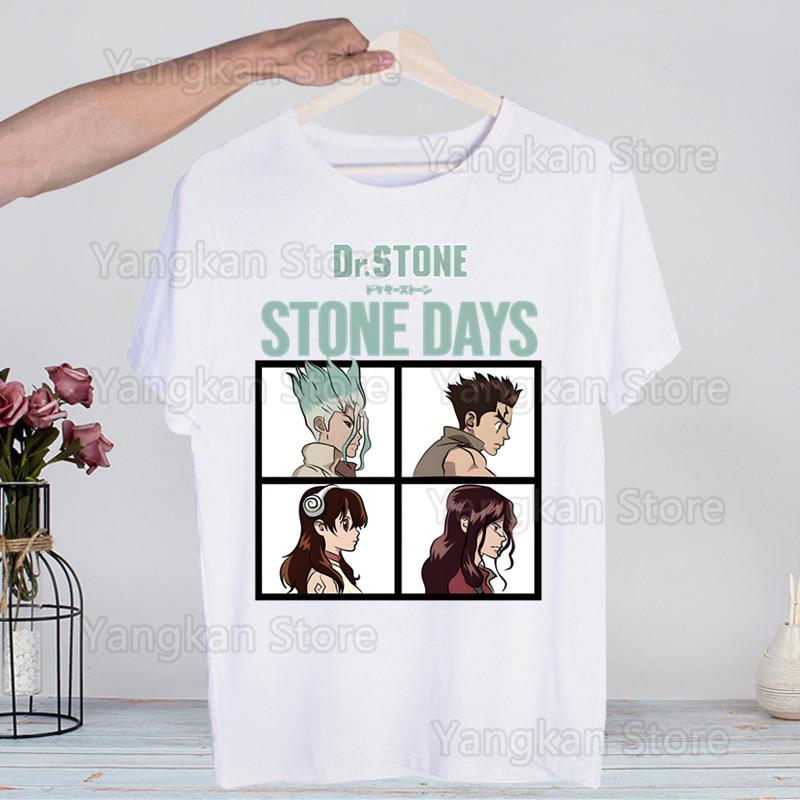 

Аниме Доктор Стоун Мужская футболка Летняя с коротким рукавом Принт Жевательная резинка Забавная Футболка Харадзюку Топы Мужская футболка Уличная одежда M