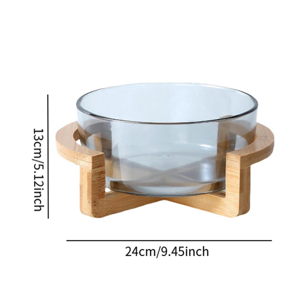 Salad Bowl with Wooden Stand Elegant Round Practical Dessert Bowl Food Bowl Cake Bowl for Dinner Chips Appetizer Dessert Family
