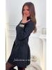 2025 Autumn High Neck Long Sleeve Black Short Dress for Women