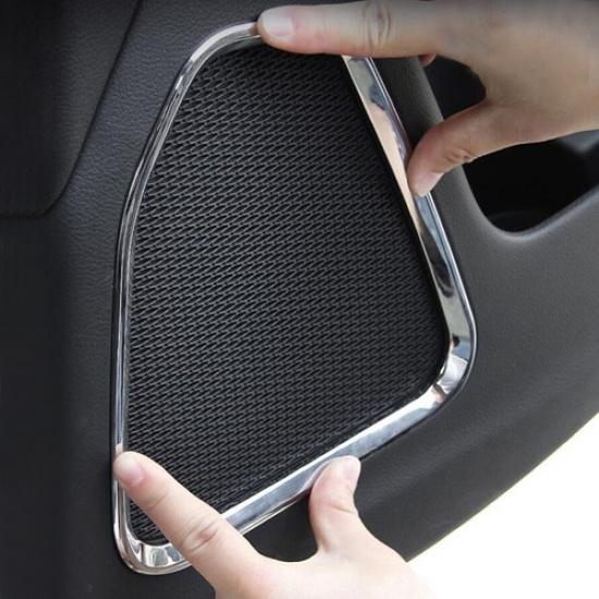 For 2017-2025 Jeep Compass ABS Chrome Interior Door Speaker Cover Trim Decor 4P