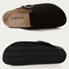 Comwarm Cork Footbed Clogs For Women Men Stylish Genuine Leather Mules Comfort Potato Shoes With Arch Support Indoor Outside Flat Slides