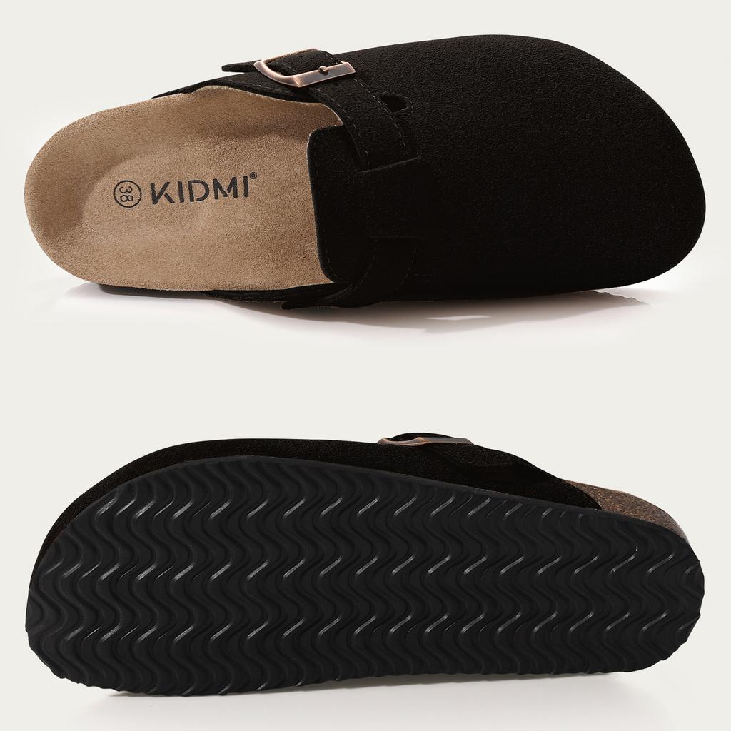 Comwarm Cork Footbed Clogs For Women Men Stylish Genuine Leather Mules Comfort Potato Shoes With Arch Support Indoor Outside Flat Slides