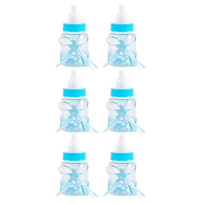 

6/12pcs Plastic Feeder Bottle Blue Pink Baby Bottle Candy Box Christening Gender Reveal Baby Shower Birthday Party Gifts favors