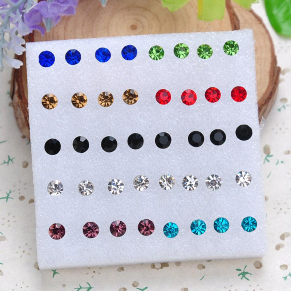 20 par/40 szt. Kolczyki kryształowe z przezroczystymi kolorowymi kryształkami Kolczyki ze strasami