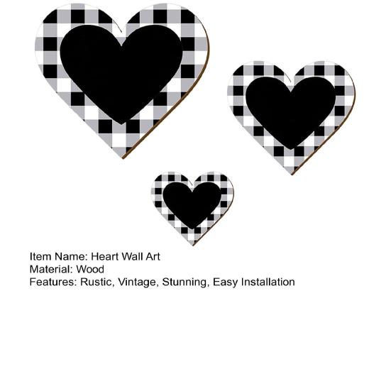 3 Pcs Wooden Heart Wall Decor Vintage Heart Shaped Wall Sign Rustic Hanging Love Plaque for Kitchen Bedroom Bathroom Living Room Farmhouse Decor