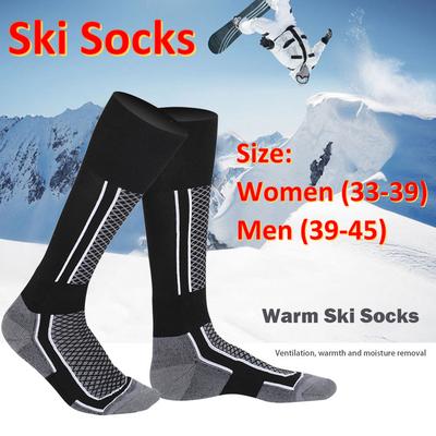 Winter Cotton Ski Socks Men Women Knee High Long Skiing Socks Outdoor Thermal Hiking Snowboard Cycling Thicken Warm Sports Socks