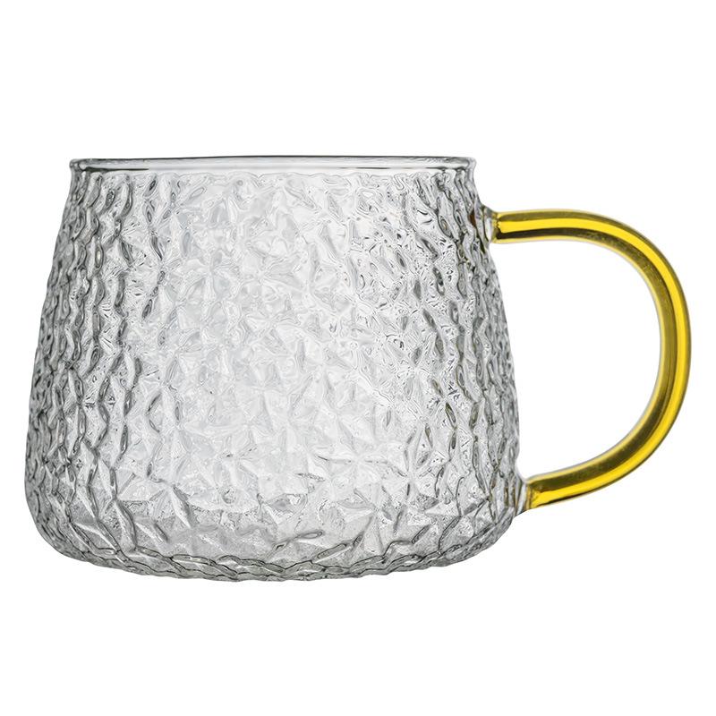 Heat-Resistant Hammered Glass Mug with Handle for Milk, Coffee, and Flower Tea