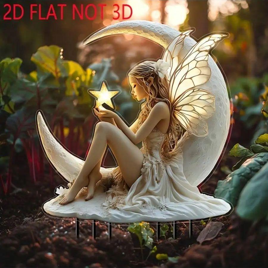 1 STÜCK Stern Mond Feengarten Karteneinsteckung, geeignet für Rasendekoration, geeignet für verschiedene Feiertagspartygeschenke.