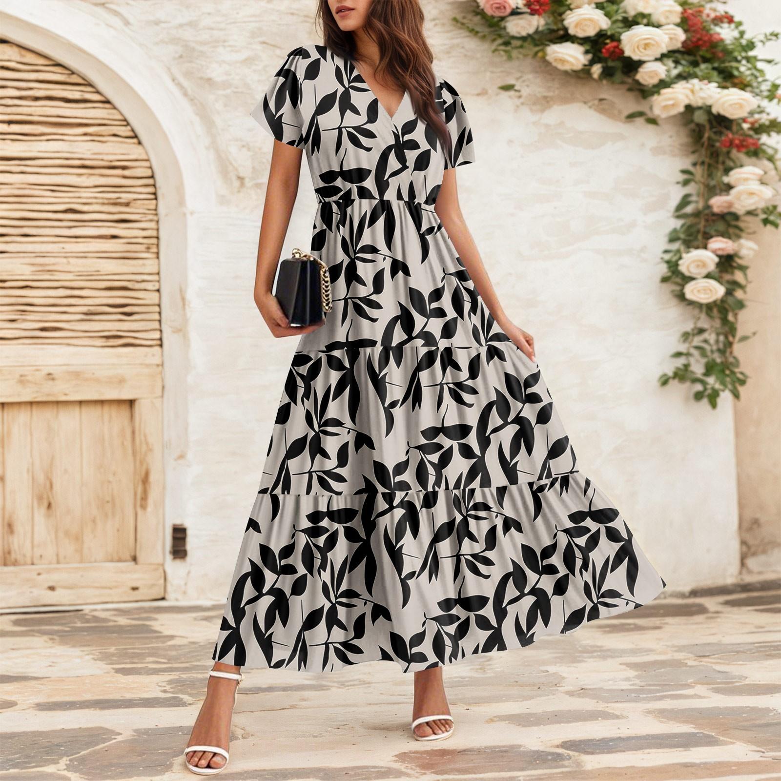 

Женские струящиеся платья Женские летние платья Повседневные платья макси с коротким рукавом Официальные платья макси XXL хаки