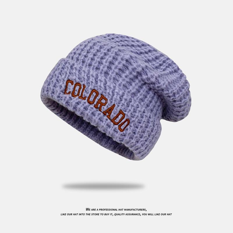 

Large Head Circumference Letter Knitted Hat Women s Autumn and Winter Loose Couple Versatile Face-showing Small Woolen Hat Warm Ear Protection Hat M（56-60cm）