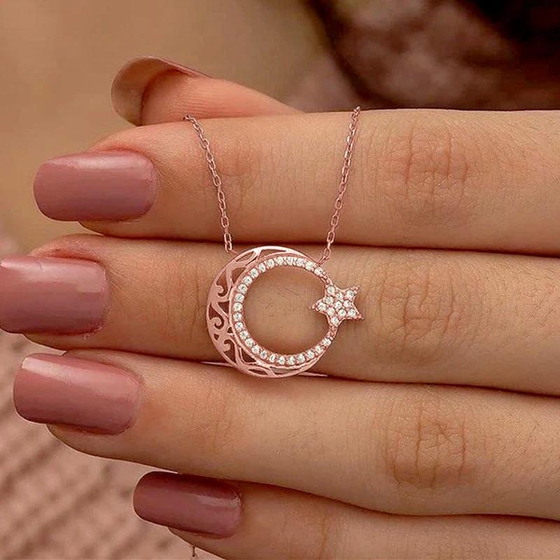 Schicke Mädchen Halskette Accessoires Mode Roségold Farbe Anhänger Alltagskleidung Zarter Statement Schmuck für Frauen