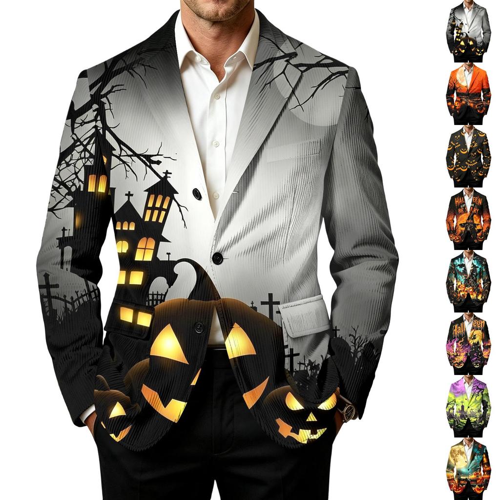 Herren Corduroy Business Casual mit Halloween-Print für Partys und den täglichen Gebrauch