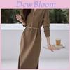 Spring Elegant Knit Long Dress With V Neck For Women Professional Office Wear