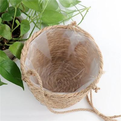 Wiszące doniczki ogrodowe, stojaki na pszenicę, kosze do przechowywania roślin, tkane żółte sznury konopne, stojaki na doniczki do użytku wewnętrznego i zewnętrznego