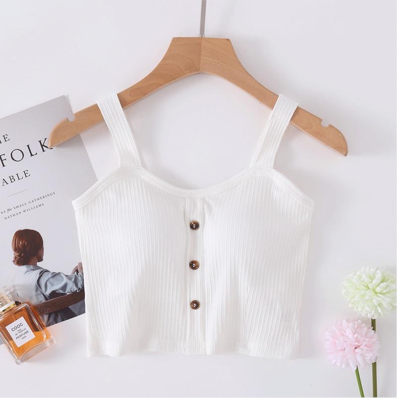 

Оптовая продажа от производителя 2025 года, новая весна и лето, хлопковый поясной бюстгальтер, слинг-жилет для женщин, пуговицы, широкий плечевой ремень, женский жилет для пупка XL