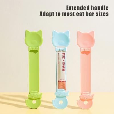 Cat Strip Feeder Spoon Long Handle Cat Food Strip Squeezer Pet Meat Mud Treat Dispense Spoon For Cats Pet Supplies