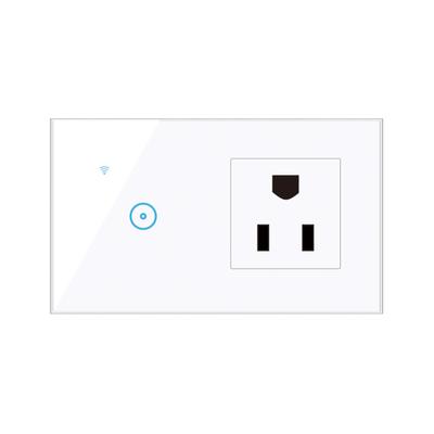 95-250V Wi-Fi Smart Wall Outlet with 3 Gang Touch Light Switch Smart Life APP Remote Control, Voice Control, Touch Control Compatible