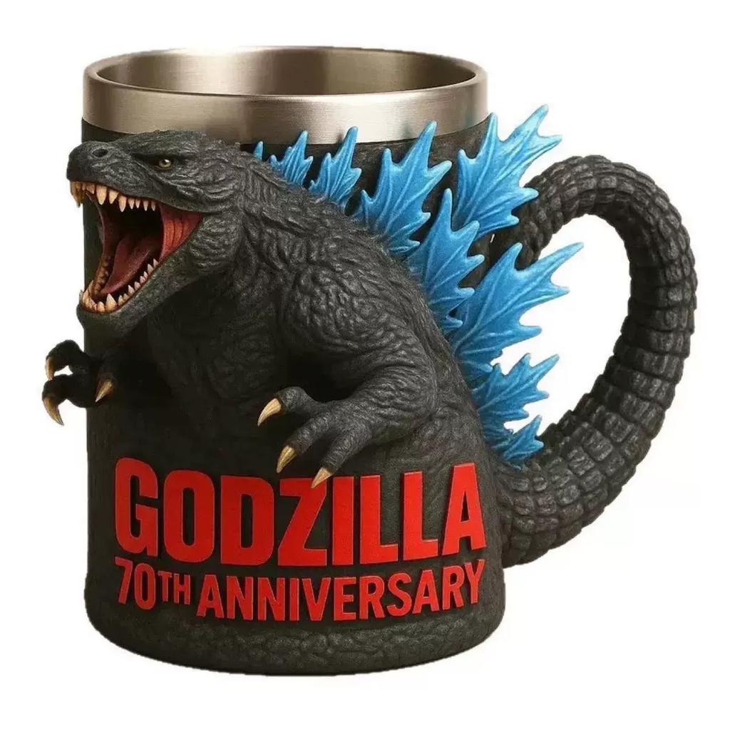 6 Types Godzilla Anime Peripheral Model Ornament Water Cup Godzilla 70th Anniversary 3D Resin Mug Cartoon Coffee Cups Kids Gift