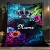 1PC Custom Name Royal Heart outdooor Flannel blankets Throw Blanket All-Season Throw Gift Bedspread for Couch, Bed, Camping Holiday Birthda