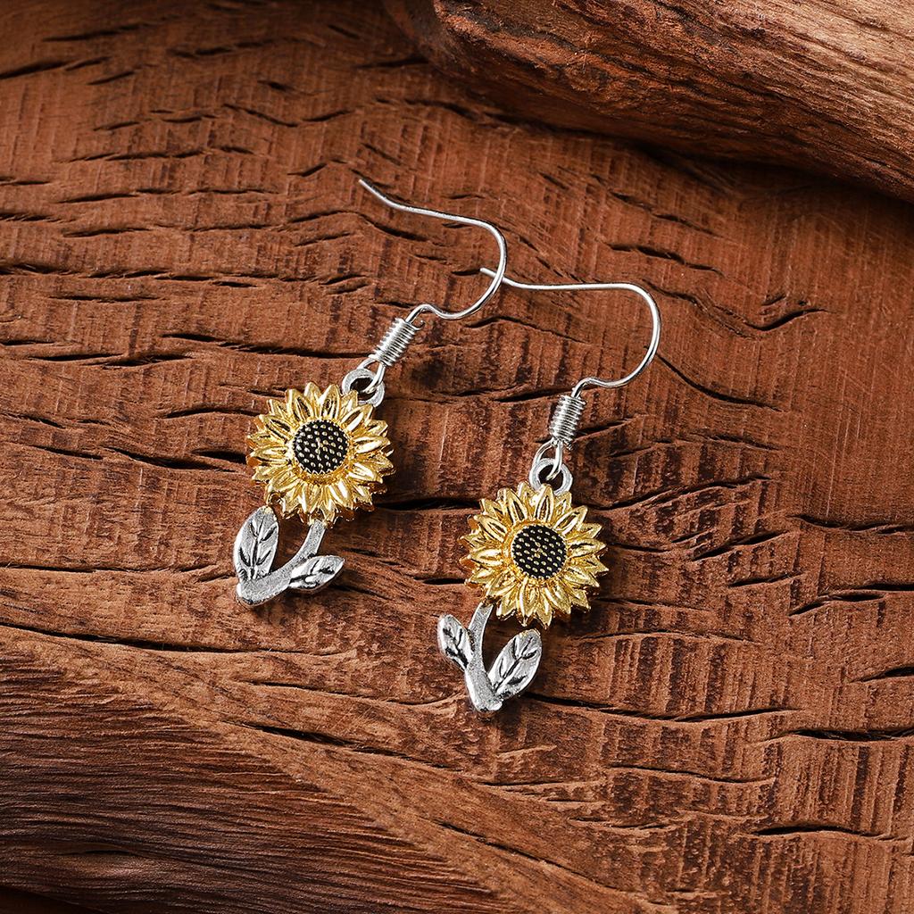 Retro Simple Sunflower Earrings Pendant Women's Fashion Popular Bohemian Plant Flower Ear Jewelry