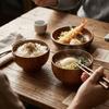Log Material Noodle Bowl Round Shape Rice Bowl Reusable Bowl Soup Container  Kid Meal Use