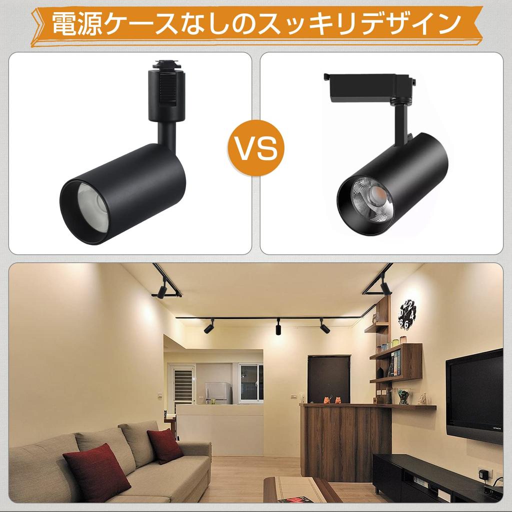 Ygdesign LED Spotlight for Lighting Rails, 100W Equivalent, Integrated LED Lighting, Set of 4, Warm White, 3000K, Duct Rail Spotlight Lighting Bar,